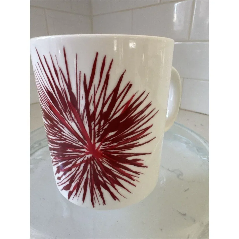 Starbucks Holiday Coffee Mug Red Fireworks Starburst 2014 Cup Christmas, Used